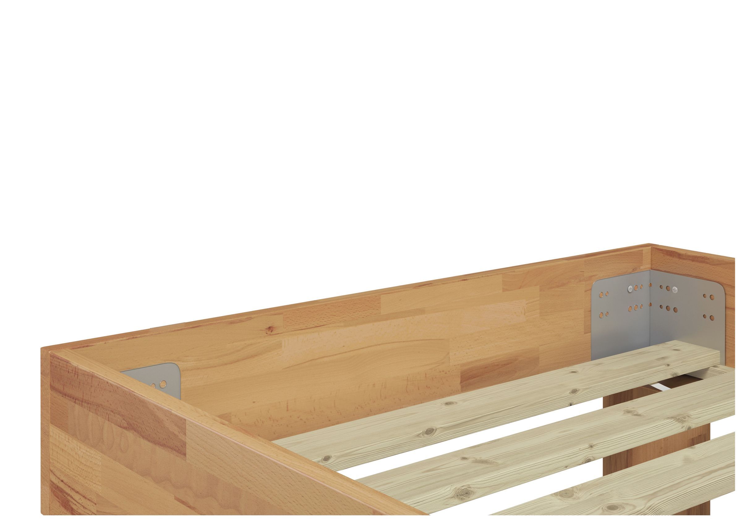 Holzbett breites Einzelbett 100x200 Buche Bettrahmen Futonbett mit wählbarem Zubehör  V-60.87-10
