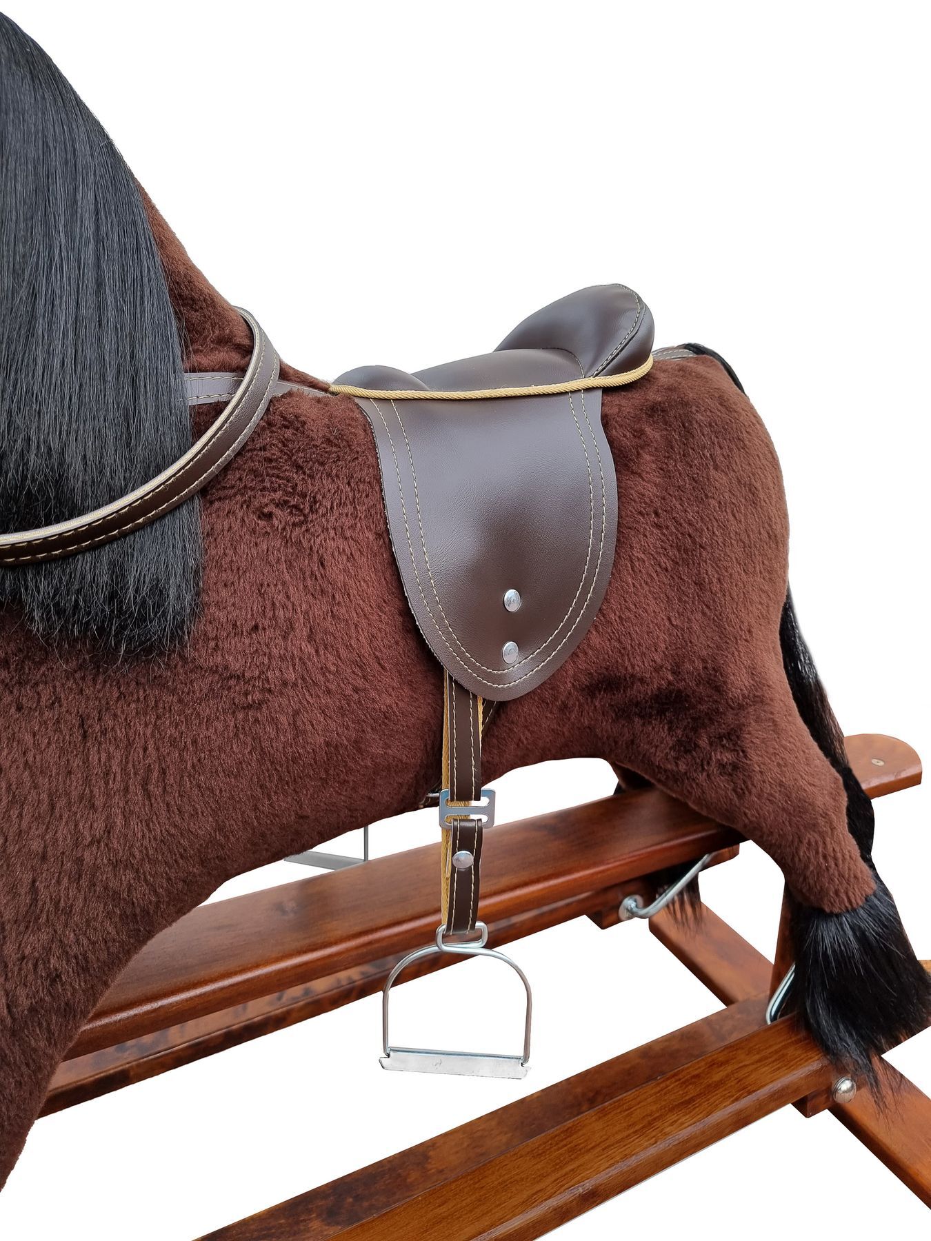 Cavallo a dondolo classico marrone con telaio basculante a dondolo 96-116
