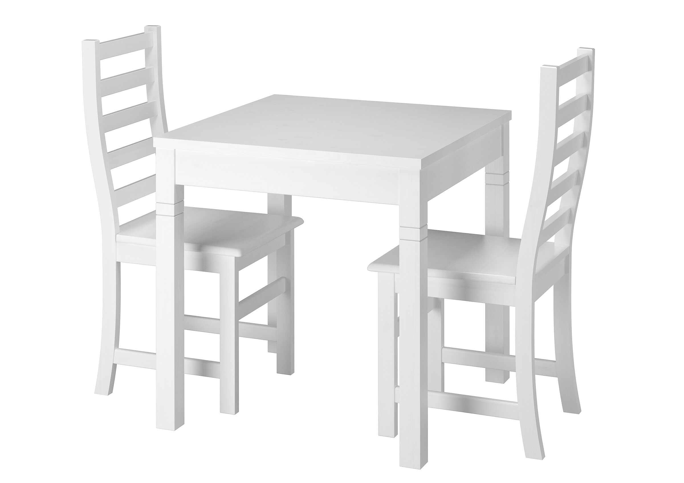 Set bianco acqua di tavolo da pranzo con zampe levigate e 2 sedie in Pino 90.70-50AW-Set21