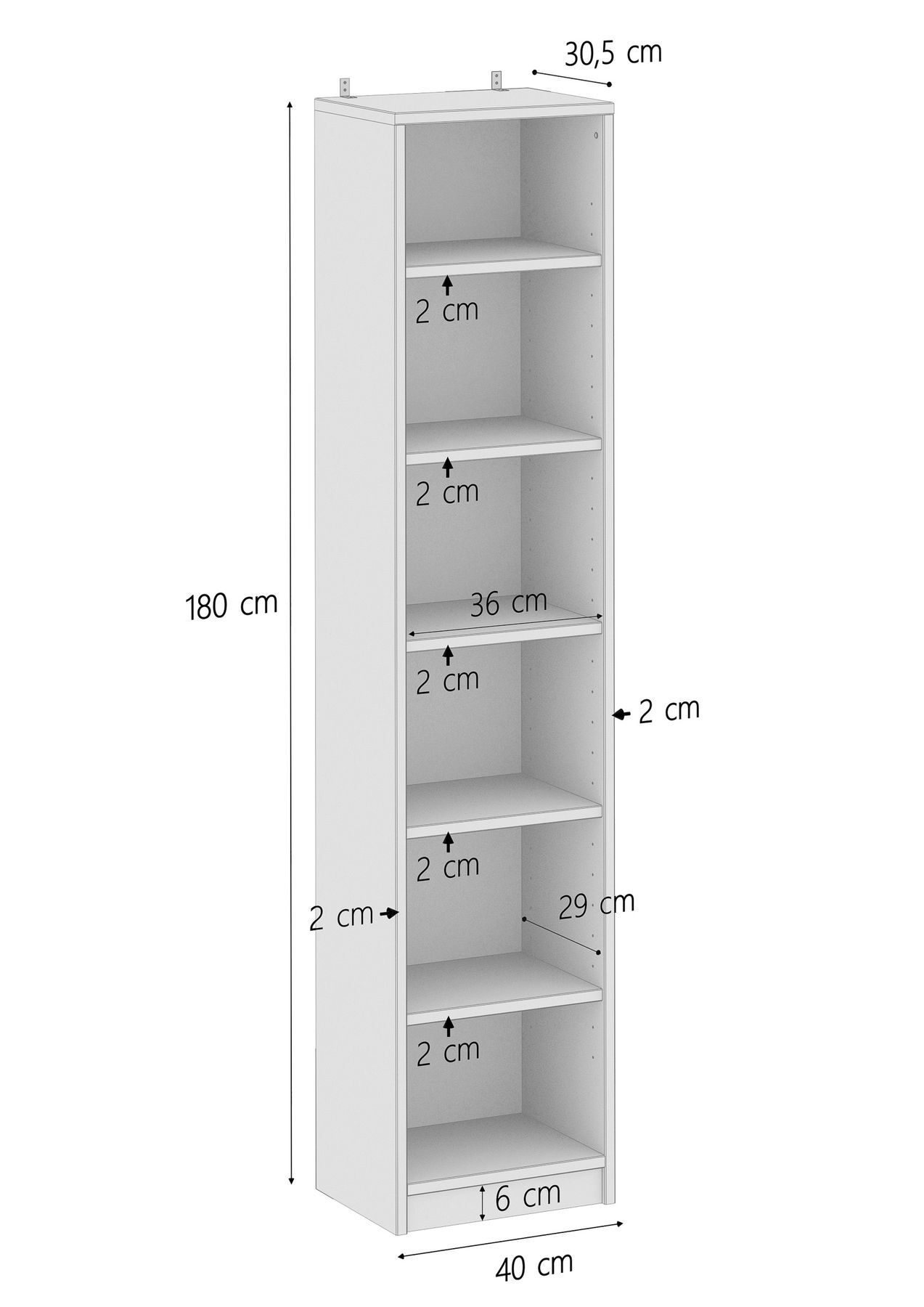 Tre varianti di altezza x libreria, ripiani a parete in pino massello V-90.82-40