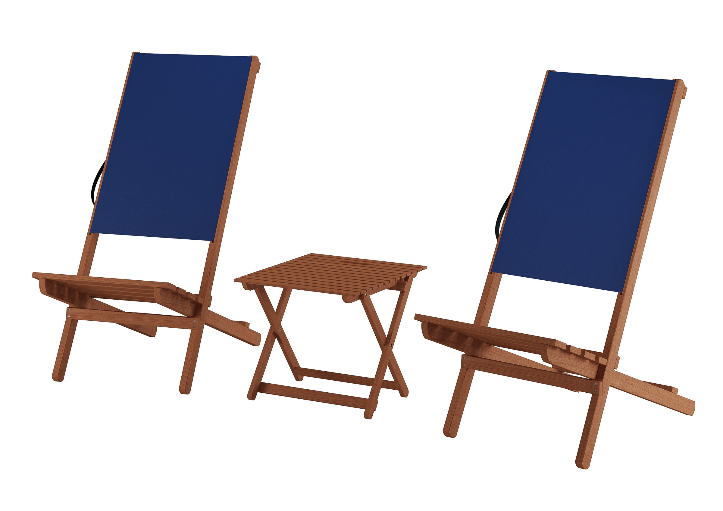 Blaues Wikingerstuhl-Set 2 Stühle + 1 Tisch