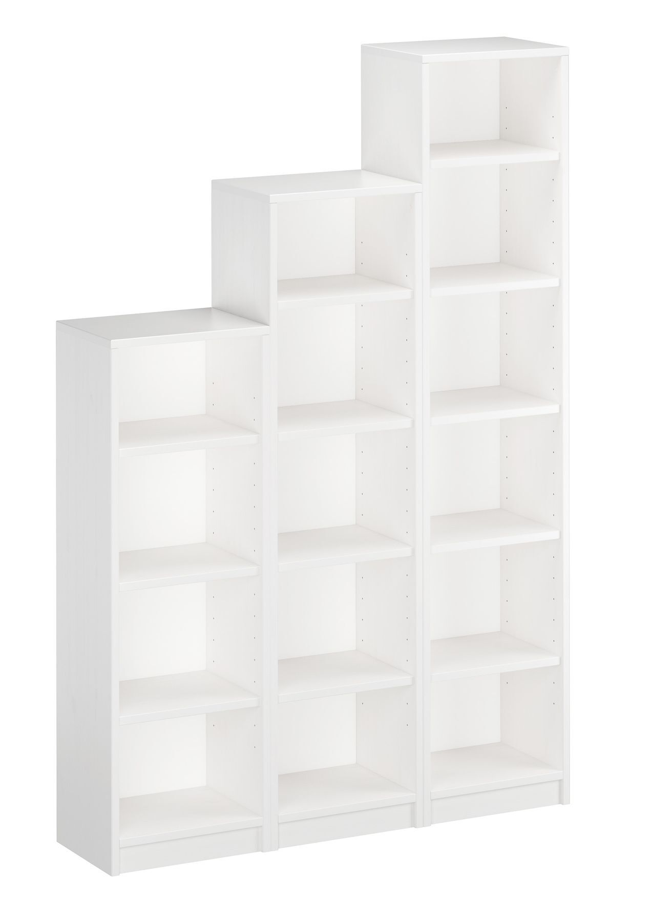 Tre varianti di altezza x bianca libreria scaffale in legno di pino massello V-90.82-40W