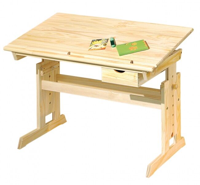 90.74-01 Schreibtisch Kiefer Massivholz, natur lackiert für Kinder