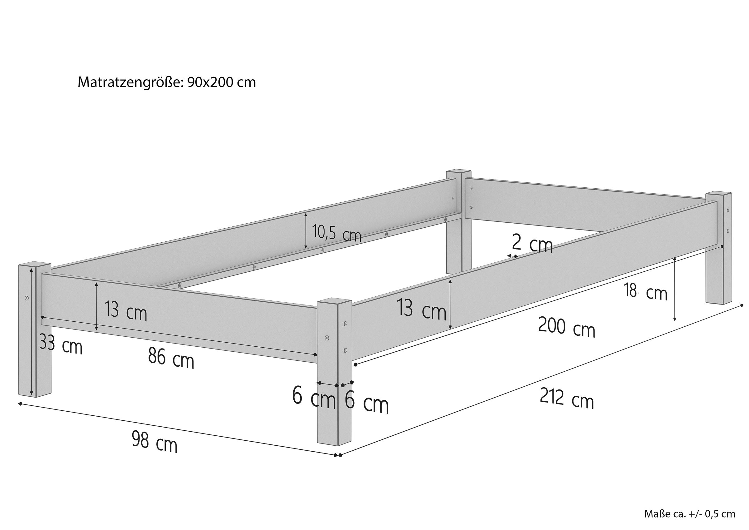 Cinque varianti di solido letto una piazza futon 90x200 in Faggio massello laccato V-60.84-09